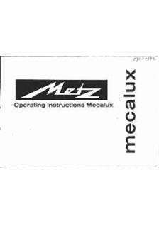 Metz Mecalux manual. Camera Instructions.